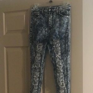 Distress High Waisted Jeans